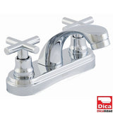 Mezcladora de 4” para lavabo con cubierta y manerales de cruceta