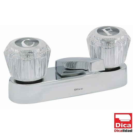 Mezcladora de 4” para lavabo concubierta y manerales de acrílico