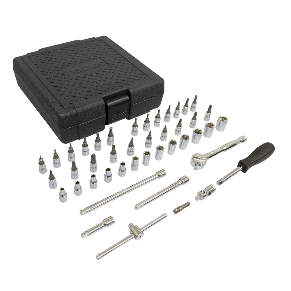 Juego de dados y accesorios cuadro 1/4" - 45 piezas