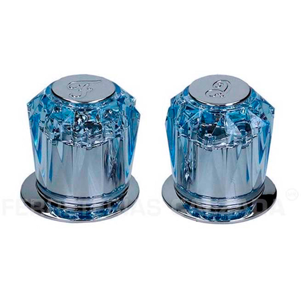 Juego de manerales acrílico grandes azul real con chapetón
