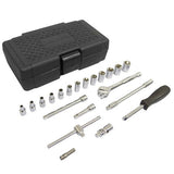 Juego de dados y accesorios en pulgadas cuadro 1/4"- 21 piezas